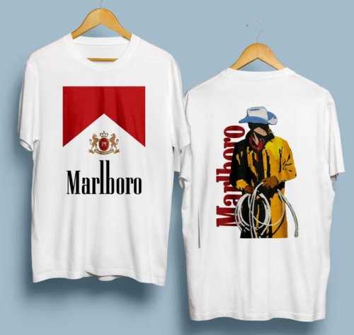 Discover Vintage 80er Marlboro Cowboy Zweiseitiges T-Shirt