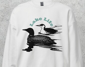 Lake Life Loon Sweatshirt, Vintage Style, Gildan, Unisex Sweatshirt, Gift