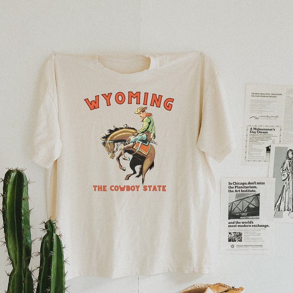 Wyoming Cowboy T-shirt, Vintage Style Western, The Cowboy State, Comfort Colors