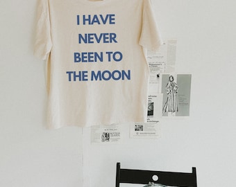 Camiseta "Nunca he estado en la luna", estética de los 90, peculiar, Y2K, colores cómodos