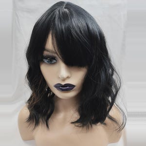 Marrom misturado com ondas amarelas perucas cerca de 12 polegadas, peruca mullet peruca de corte de lobo unissex cena franja emo peruca média peruca cosplay, perucas mulheres negras