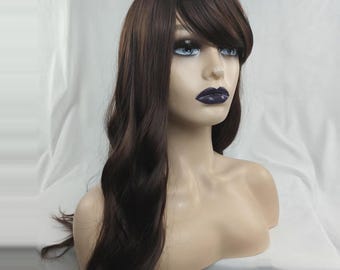 Long Brown Wavy Wig: Heat Resistant Synthetic Hair, 20 Inch