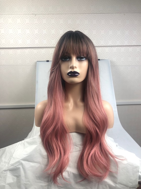 Ombre Curly Wig With Bangs: Long Wave Heat Resistant  display picture 2
