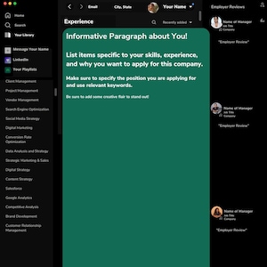 Spotify Cover Letter Template- Looks like a Spotify playlists page!
