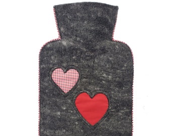 Hot Water Bottle with Handmade New Wool Cover Natural Pain Relief Soothing Comfort Warm Up Cold Hands and Feet Warm Up Bed, Made in Germany