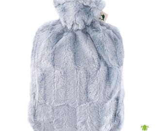 Faux Fur Hot Water Bottle – Grey Blue, Warmth & Relaxation Comfort for Better Sleep