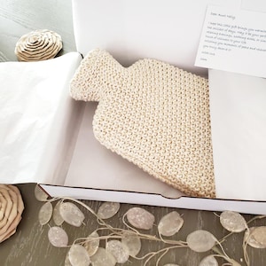 Hot Water Bottle Gift Set: Cotton Knit Cover with Gold Threads for Cozy Warmth