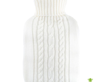 Bolsa de agua caliente de punto con funda – Fabricación alemana, ideal para mantener la cama caliente y disfrutar del confort en invierno.