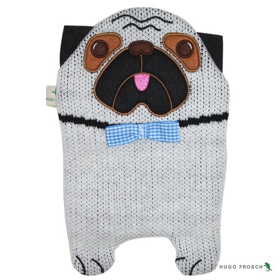 Kids Eco Hot Water Bottle With Animal Cover Pug Warm up Kids - Main Image