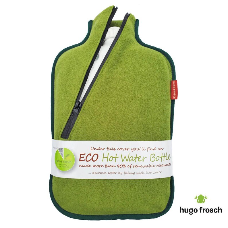 Eco Hot Water Bottle with Soft Microfiber Cover – Sustainable Comfort & Cozy Warmth Green
