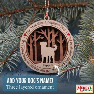11 - Anatolian Shepherd Dog Personalized Gift, Anatolian Shepherd Dog Ornament with name, 3 Layer Wooden Customizable Dog Ornament for Tree