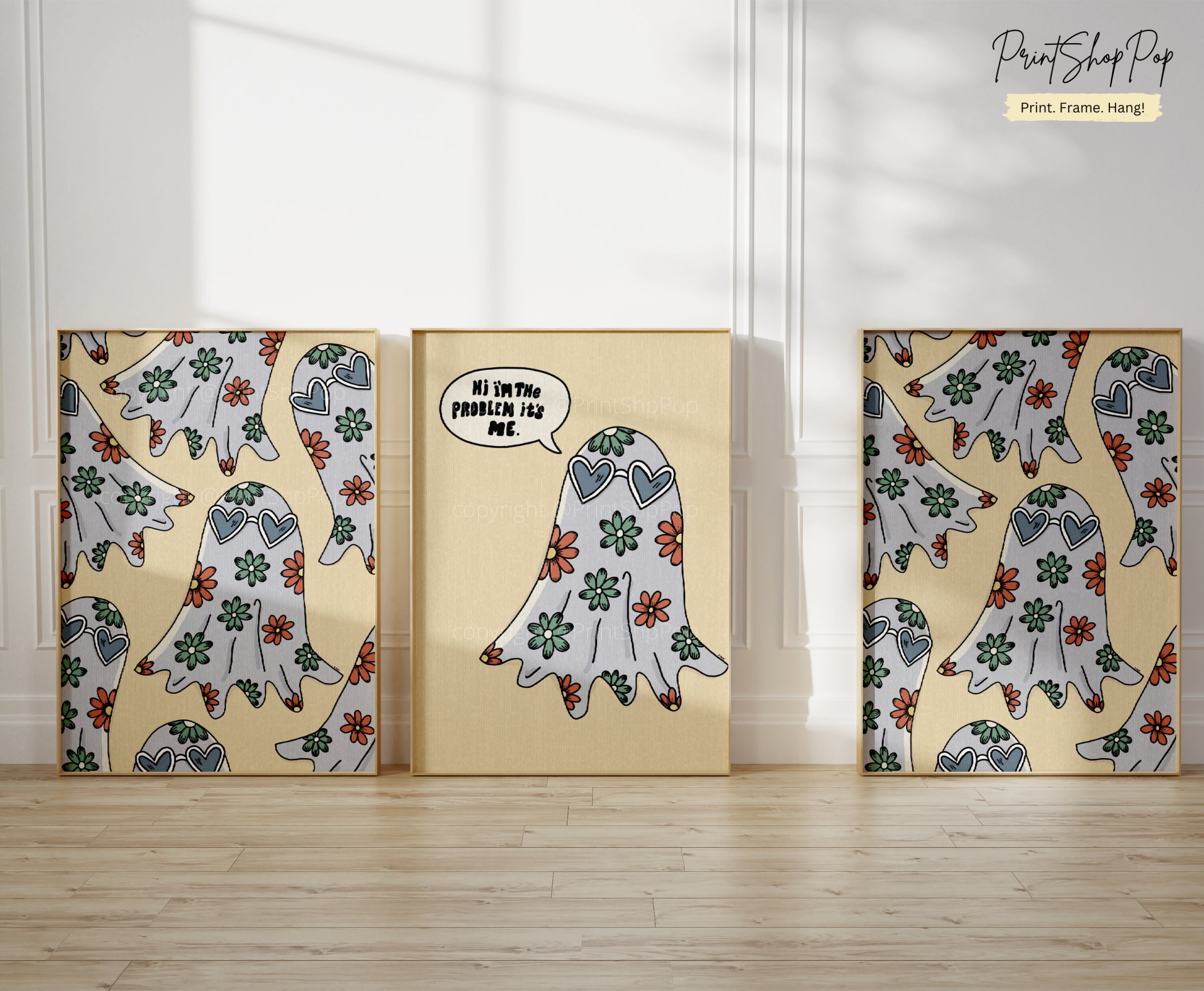 Cute Ghost Print Printable Floral Ghost Art Fall Printable Etsy