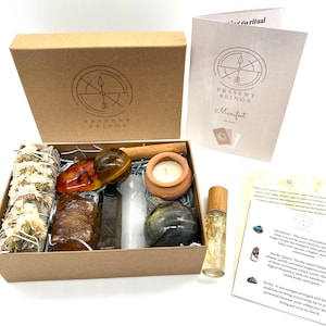 Crystal Manifestation Gift Box, Spiritual Gifts, Self Care Box, Anniversary Gift, Metaphysical Crystals Kits+Reiki/Guided Meditation Session