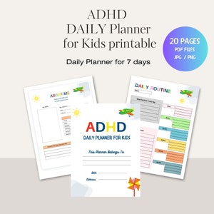 Printable Daily Planner for Kids, ADHD Kids Daily Planner, Kids Daily Schedule, Daily planner ADHD, Checklist for kids with ADHD