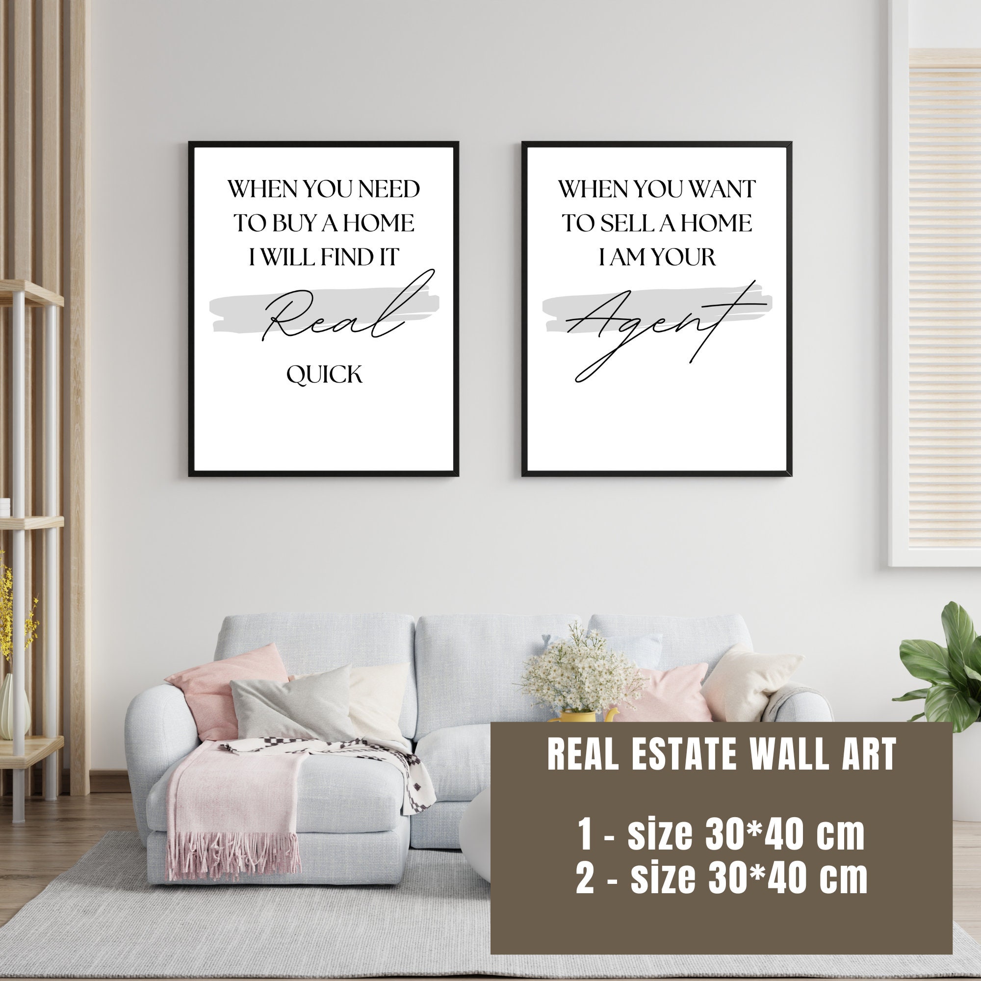Real Estate Wall Art,3pc Set Printable Wall Art,real Estate Office ...