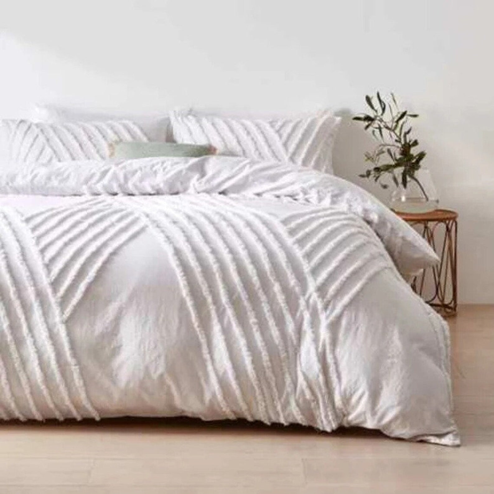 100 Cotton Tufted Duvet Cover White Duvet Cover With Etsy