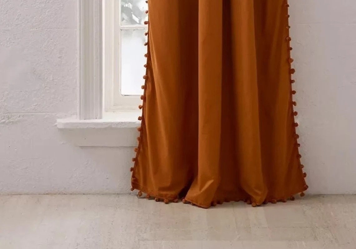 CURTAINS Burnt Orange Curtain Drapery for Living Etsy