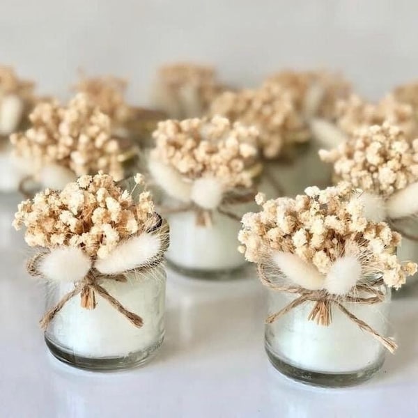 Vela de recuerdo de boda personalizada, flores secas, regalos de compromiso al por mayor