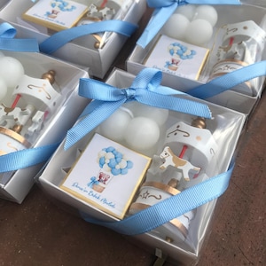 Baby Shower Party Favors, Carousel Party Gifst, Baby Baptism Favors, Christening Candle and Chocolate Favors, Personalized Carousel Gifts
