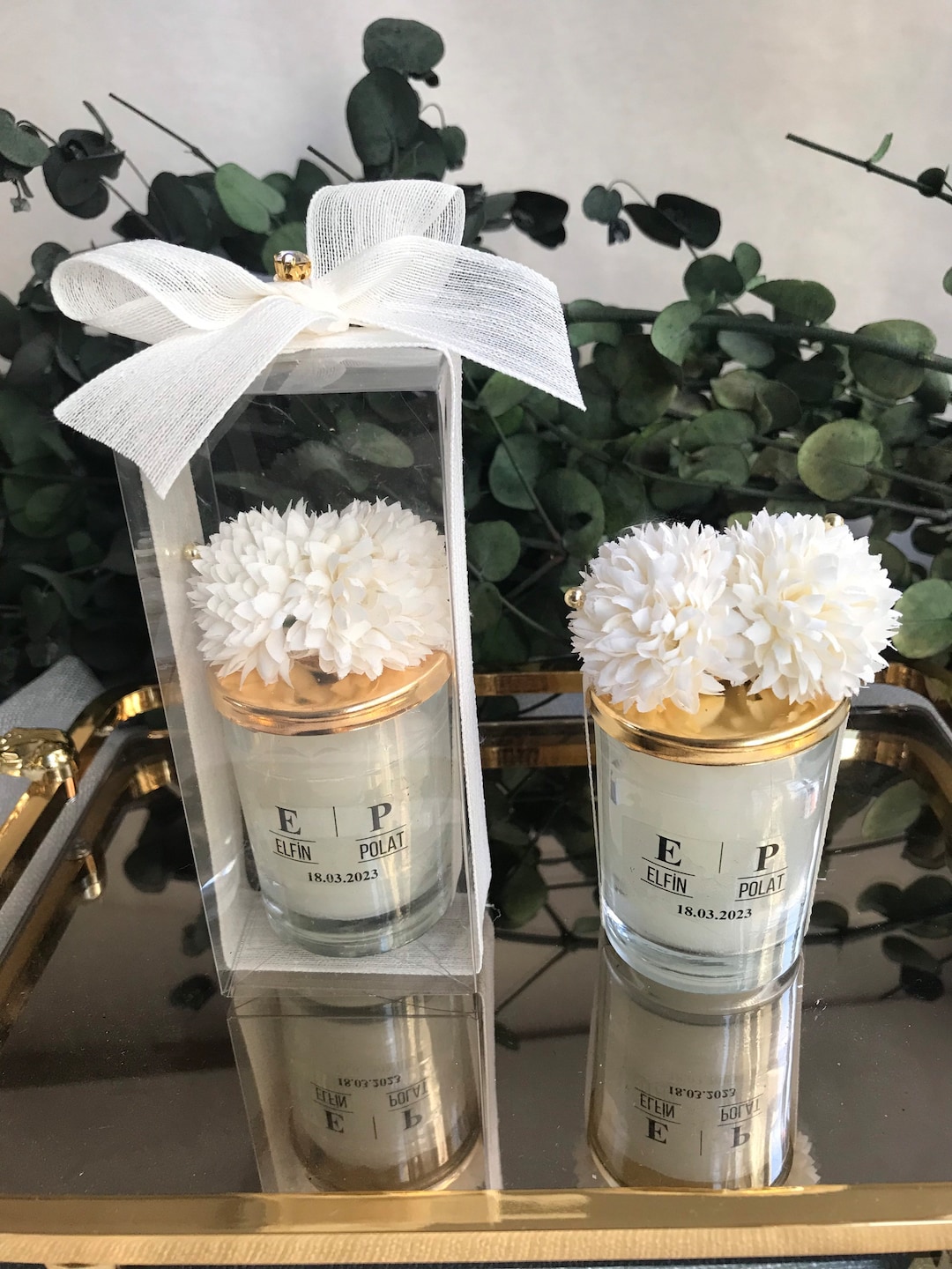Personalized Wedding Candle Favors, Floral Decor, Bridal Shower Gift - Etsy