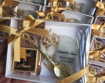 Favores de café y chocolate para invitados, café turco y dulces en caja, favores de boda para invitados, regalo especial a granel personalizado, despedida de soltera