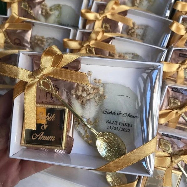 Favores de café y chocolate para invitados, café turco y dulces en caja, favores de boda para invitados, regalo especial a granel personalizado, despedida de soltera