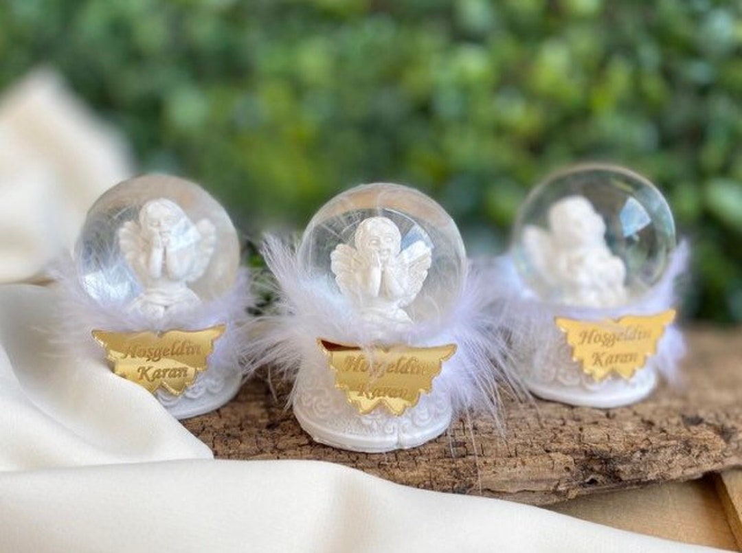 White Angel Mini Globe, Christmas Favors, Birthday Party, Mass Guest