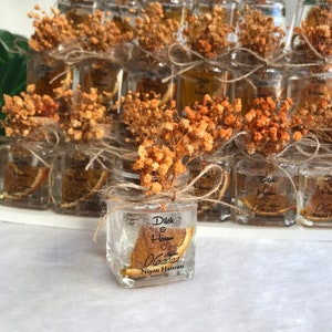 Luxury Handmade Wedding orange Candle Favors, Dried orange in Transparent  glass Box , Bridal Shower Favors