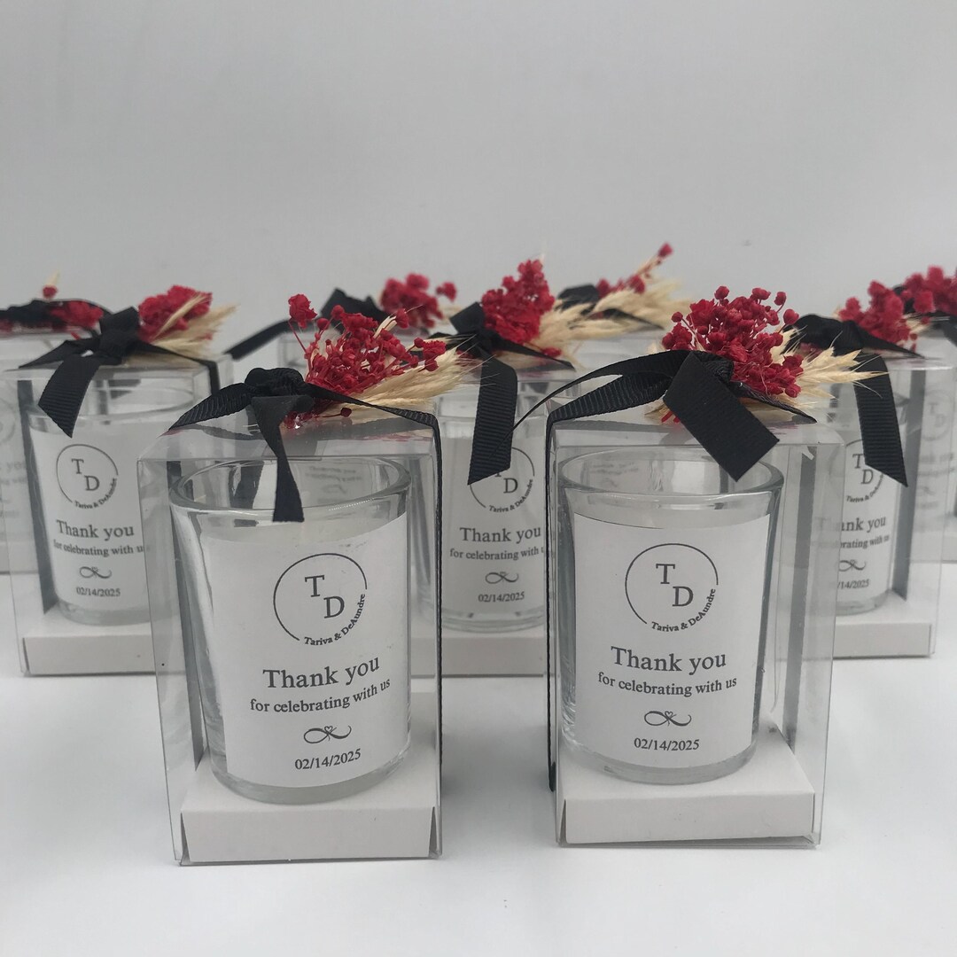 Elegant Wedding Candle Favors, Glass Candle, Personalized Gift - Etsy