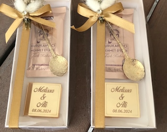 Personalized engagement favors ,wedding favors , coffee and chocolate favors , nikkah favors ,guest gift bulk