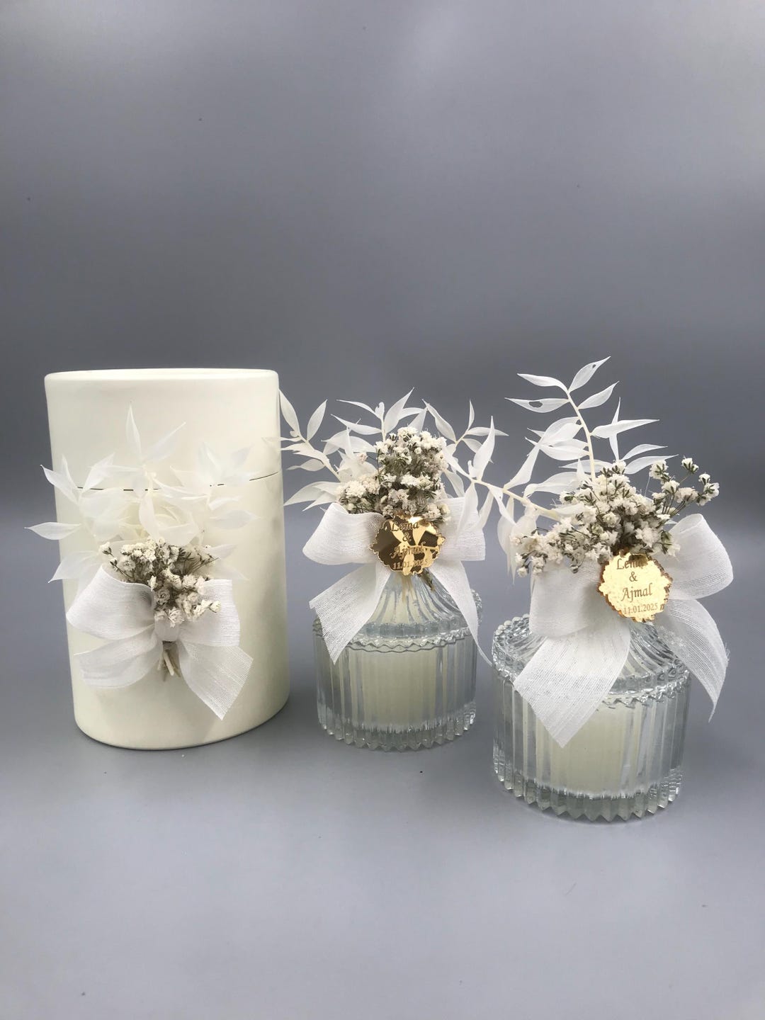 Personalized Wedding Candle Favors, Elegant Glass Candle, Bridal Shower ...