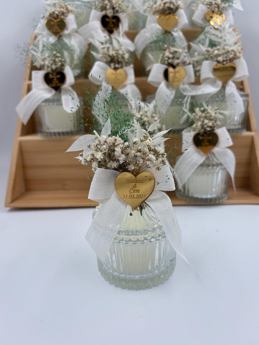 Personalized Wedding Candle Favors, Glass Jar, Floral Decor - Etsy UK