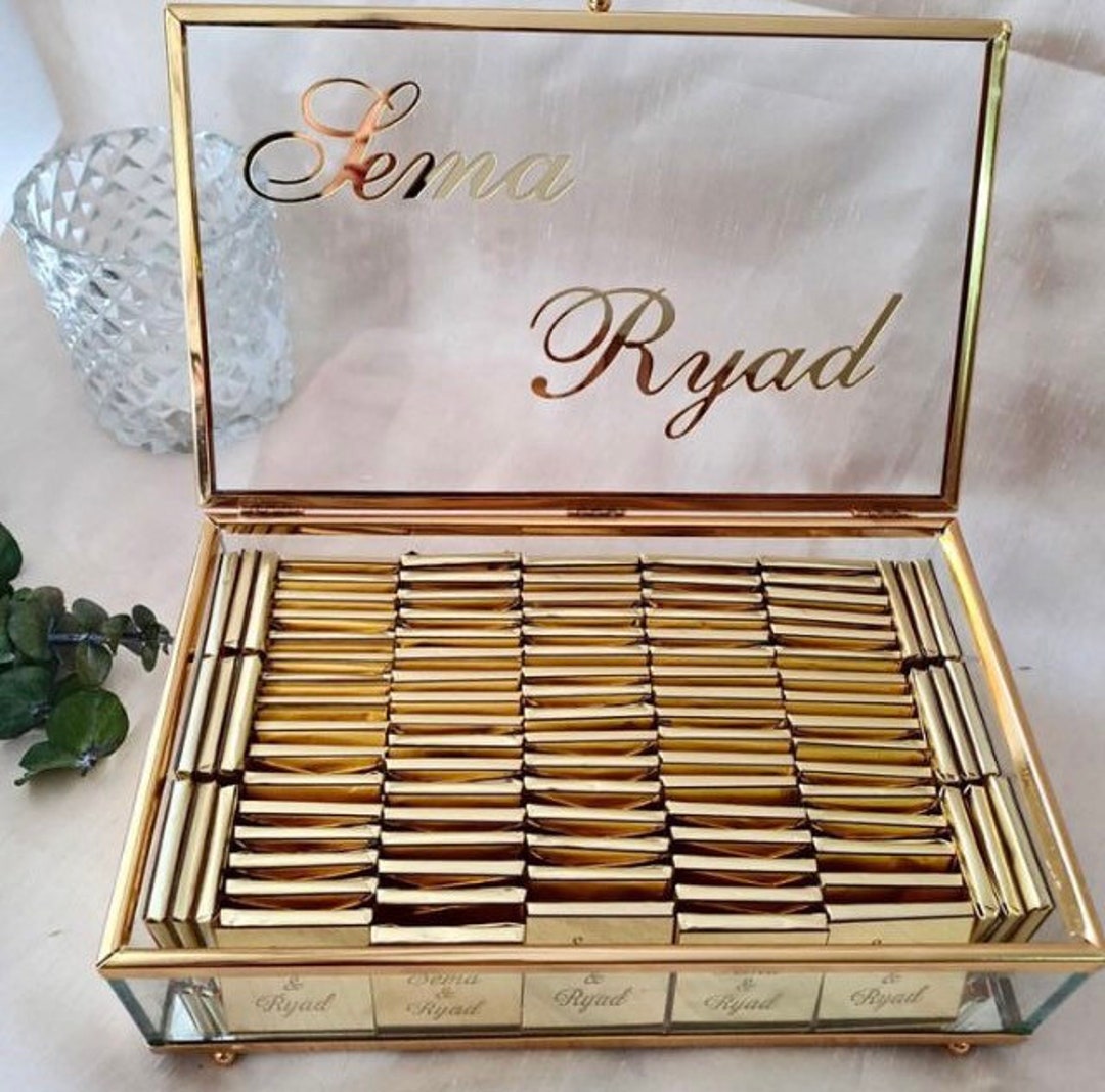 Personalized Wedding Chocolate ,engagement Chocolate Favors , Glass Box