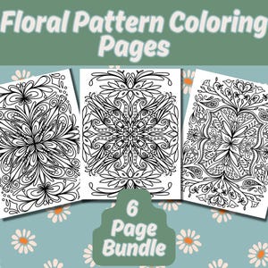 Mindful Blooms Coloring Page Bundle, Instant Download