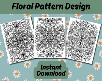 Mindful Blooms Coloring Page Bundle, Instant Download