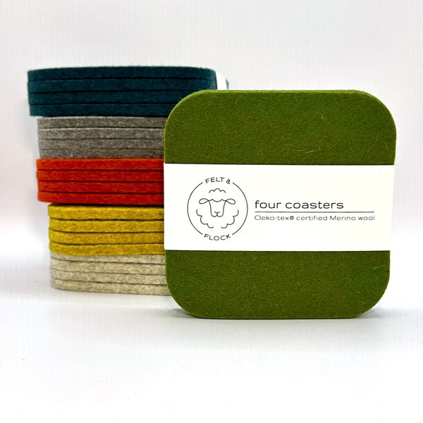 Square Wool Felt Coasters - Set of 4