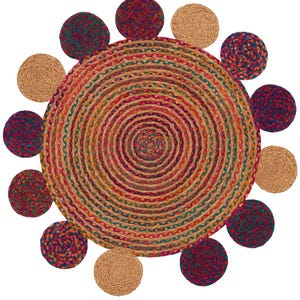 Jute & Cotton Round Area Rug: Modern Circular Design, living room, kitchen area rugs