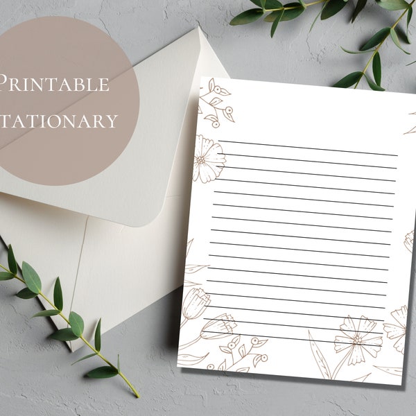 Modern Boho Letter Paper Stationary, Neutral Personal Writing Paper, Minimalist Note Paper Printable