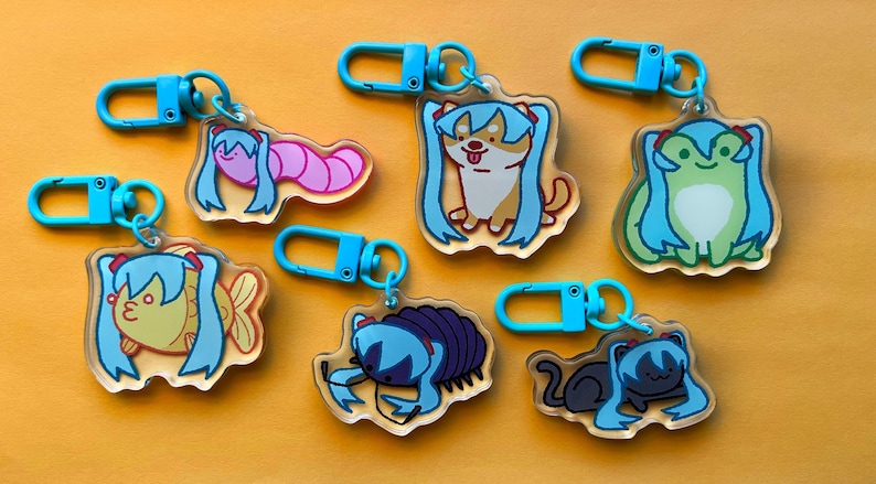 Hatsune Miku Animals Keychains // Funny Cute 1.75in Acrylic Keychains ...