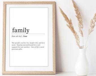 FAMILIE DEFINITION KUNST Druck | Familie Zitat Wanddruck | Druckbare Wandkunst | Wohnkultur Druck | Definition Wohnkultur | Digitaldruck