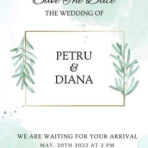 Digital template Green Floral Wedding Homemade Invitation