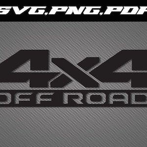 Op de afbeelding: Zwart-witte 4x4 Offroad sticker. De sticker is op een grijze, gestructureerde achtergrond.