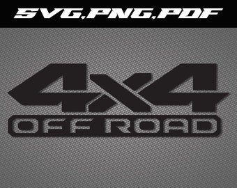 May include: Black and white 4x4 Off Road decal. The decal is on a gray textured background.