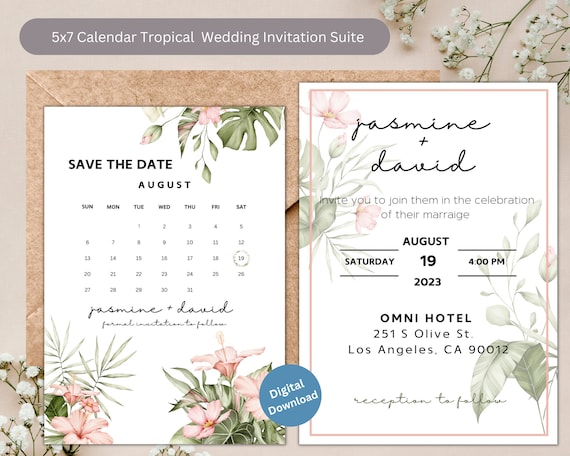 Customize Invitation| Hibiscus Tropics Wedding Invitation Suite