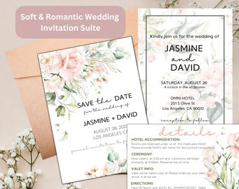 Soft Romantic Rose Wedding | Rose Wedding Invitation Suite| Soft Romantic Rose Wedding| Wedding invitation Suite