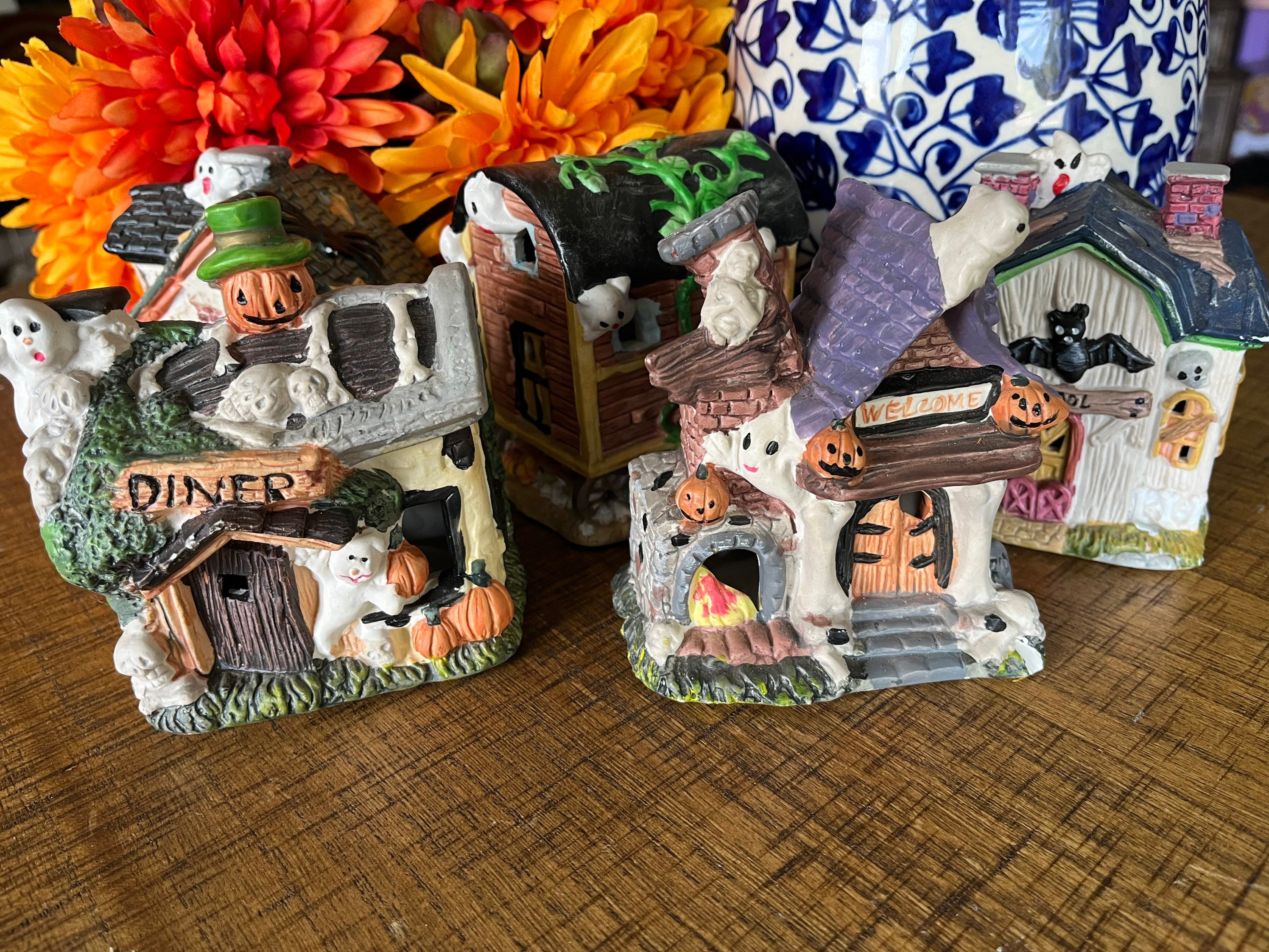 Halloweentown Set of Five Haunted Houses Halloween Ceramic Set Etsy