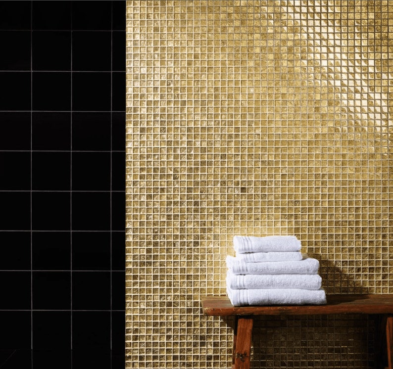 Gold Midas Glass Mosaic Tile Wall Splashback image 1