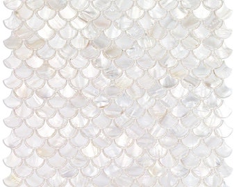 Tuile de dosseret de mur de nacre de mosaïque de coquille d'écailles de poisson blanc
