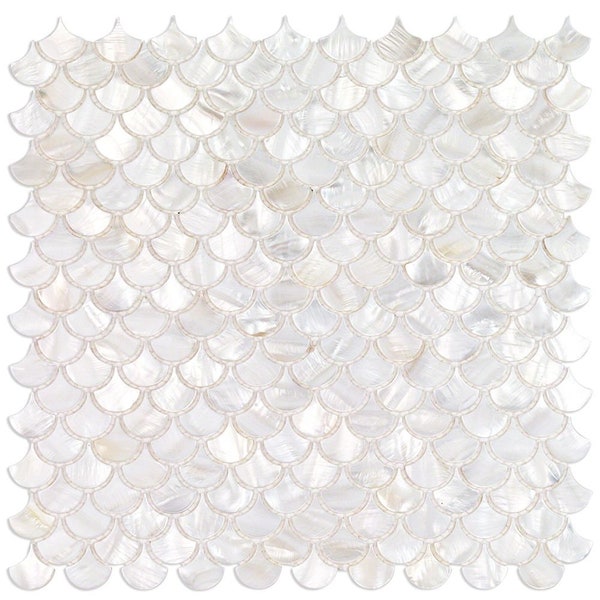 Tuile de dosseret de mur de nacre de mosaïque de coquille d'écailles de poisson blanc