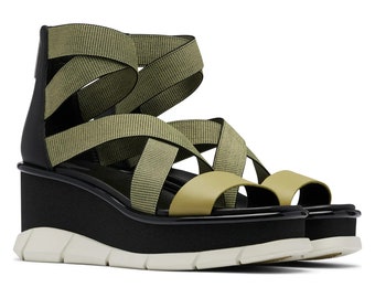 NEW Women's Joanie III Sport Strap Wedge Sandal - Olive Shade Black